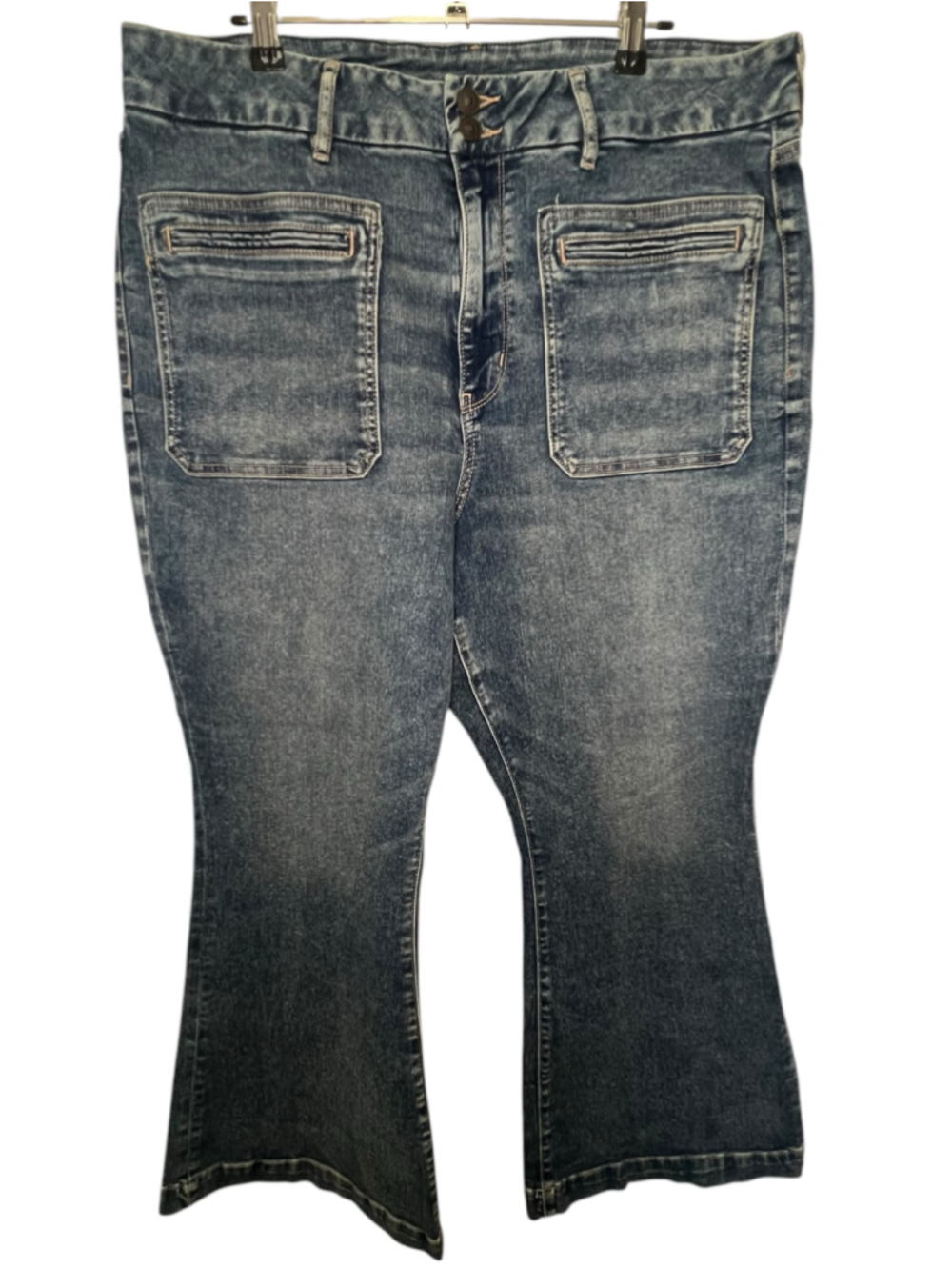 American Eagle Curvy Super High Rise Next Level Stretch Medium Wash Flare Denim